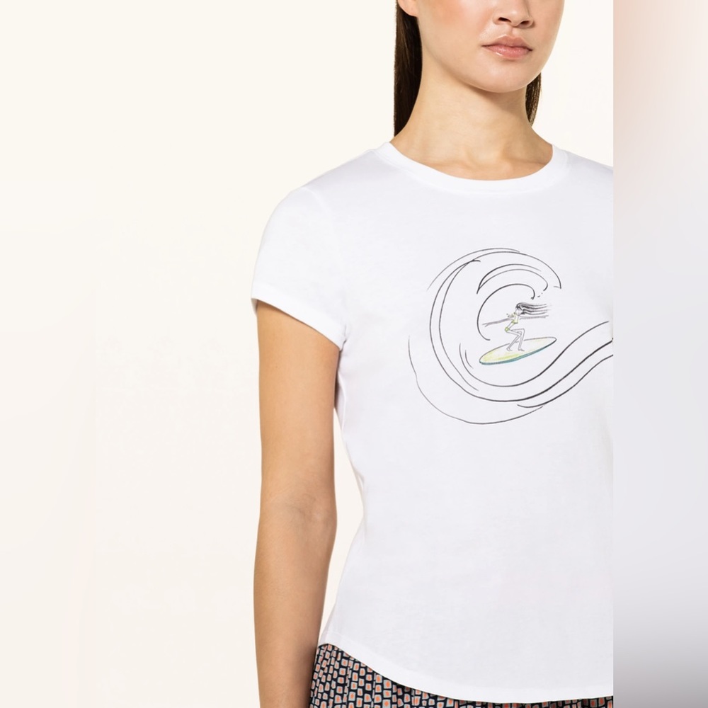FIRE+ICE T-shirt DEBRA with Surf Girl Riding a Wave Icon NEW
